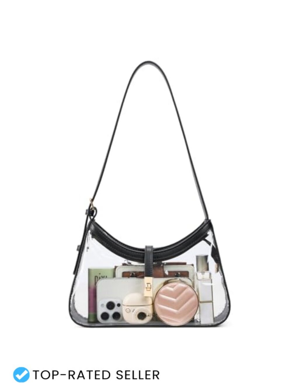 Women's Clear Shoulder Bag Stadium Approved PVC Vegan Leather Adjustable Strap